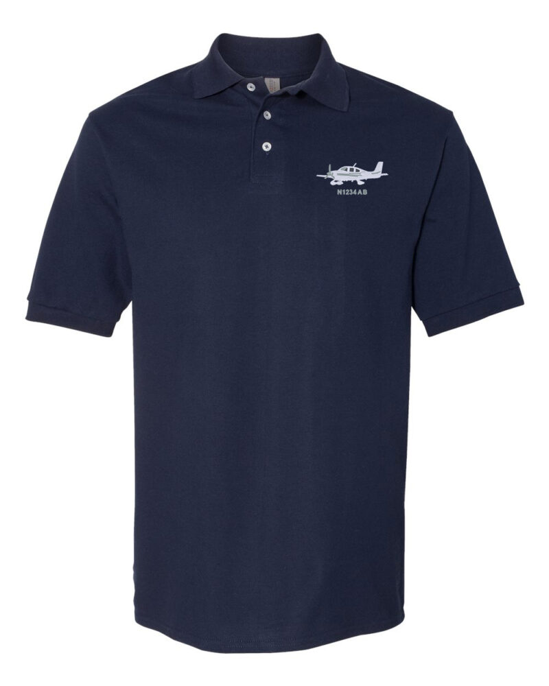 24P Cirrus Plane with Custom Tail Polo Navy