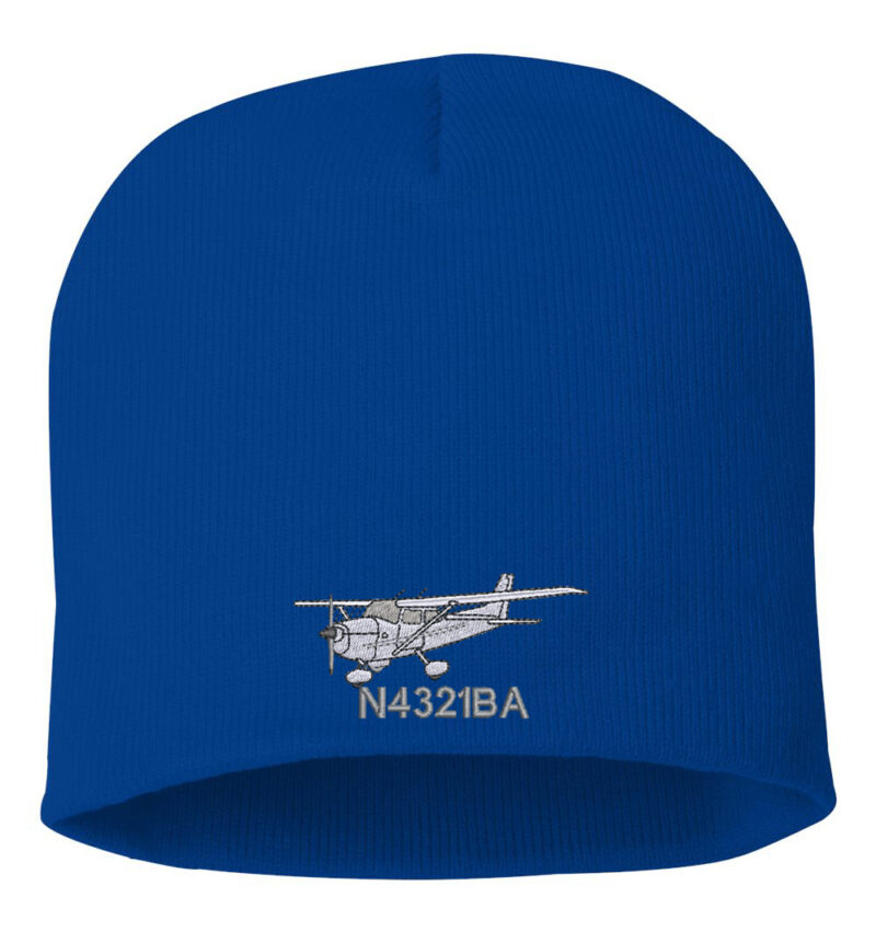 25B Cesna 172 Plane With Custom Tail Beanie Royal Blue