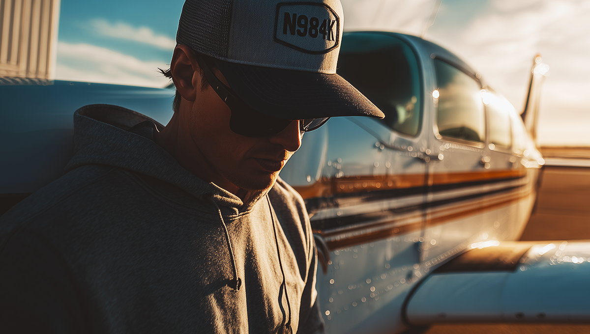 Personalized pilot hats with custom tail number embroidery for aircraft owners and aviation enthusiasts