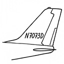 Hand-drawn aircraft tail icon with tail number symbolizing personalized aviation gear