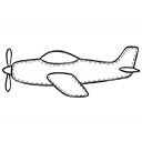 Hand-drawn airplane silhouette icon representing custom embroidered aircraft designs