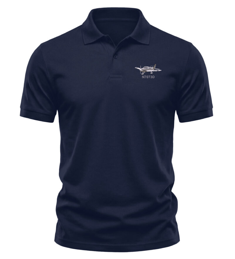A professional Custom Piper Archer Tail Number Polo with personalized low-wing aircraft embroidery.