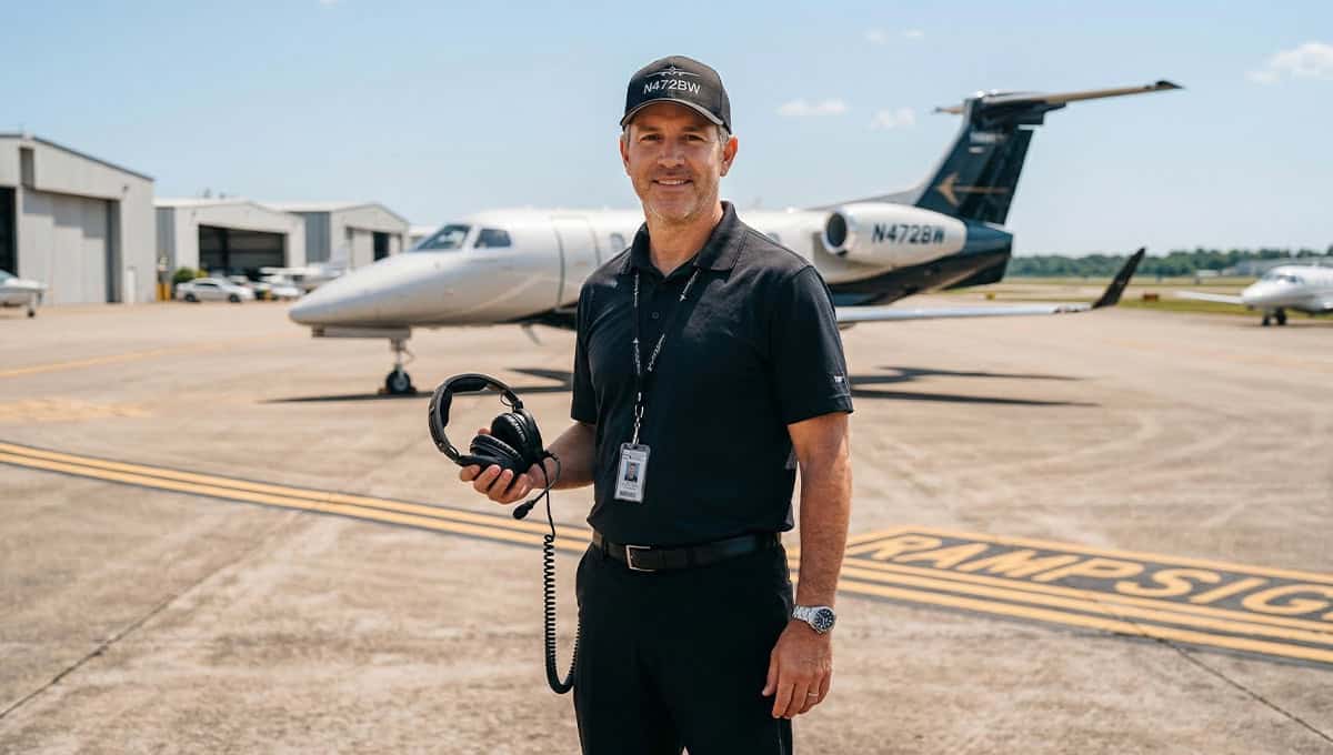 Headset with tail number logo for pilots and aviation enthusiasts.