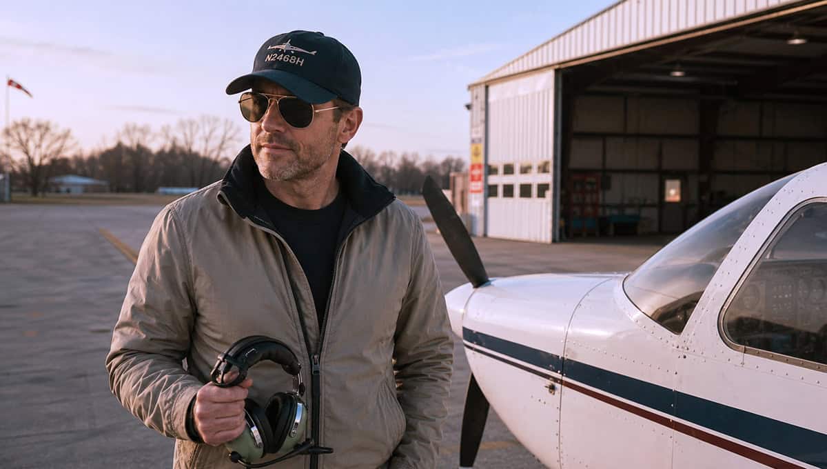 Pilot preparing for first flight of the season with tail number gear.