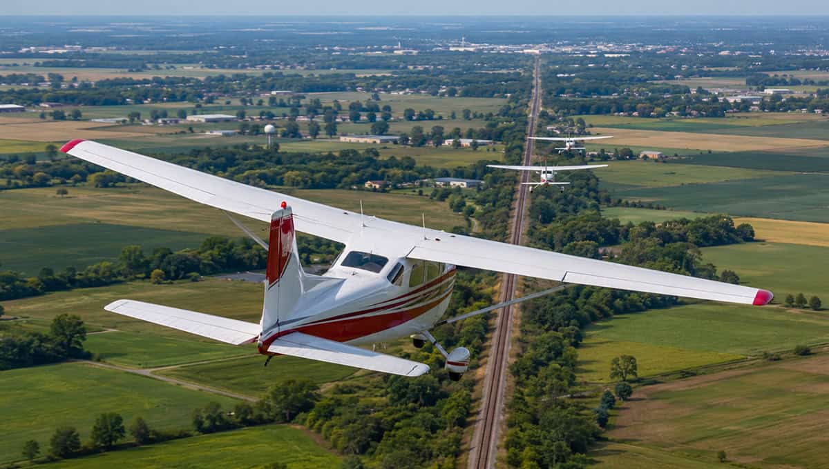 Fisk Arrival into Oshkosh with a high-wing airplane rocking its wings over Wisconsin